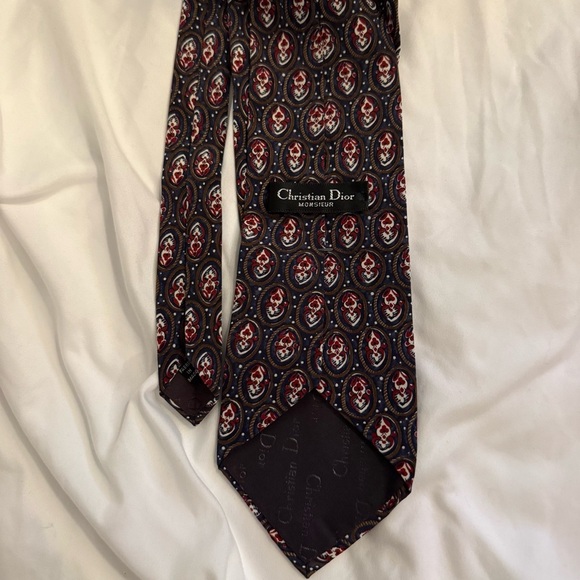 Like New Vintage Christian Dior Monsieur Abstract Print Silk Tie - Picture 2 of 2